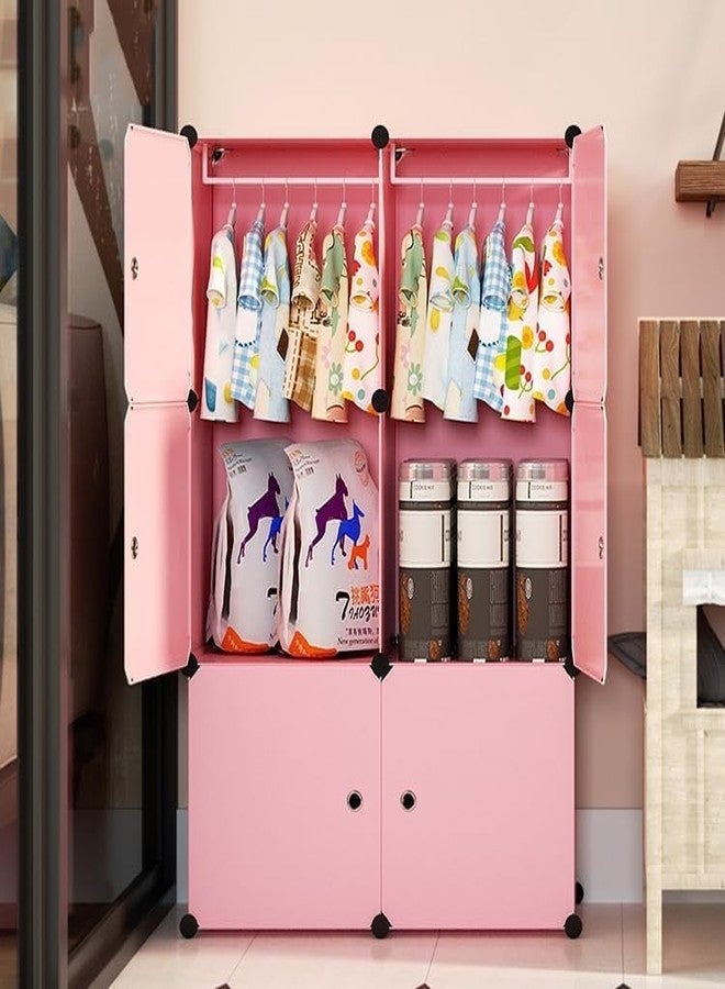 LUHI 12 Door Plastic Wardrobe for Kids-Cupboard for Clothes, Almirah for Clothes, Baby Collapsible Wardrobe, Multi-Purpose Kids Storage Rack for Home Books,Toy,Living Room -Pink-V3 - Image 2